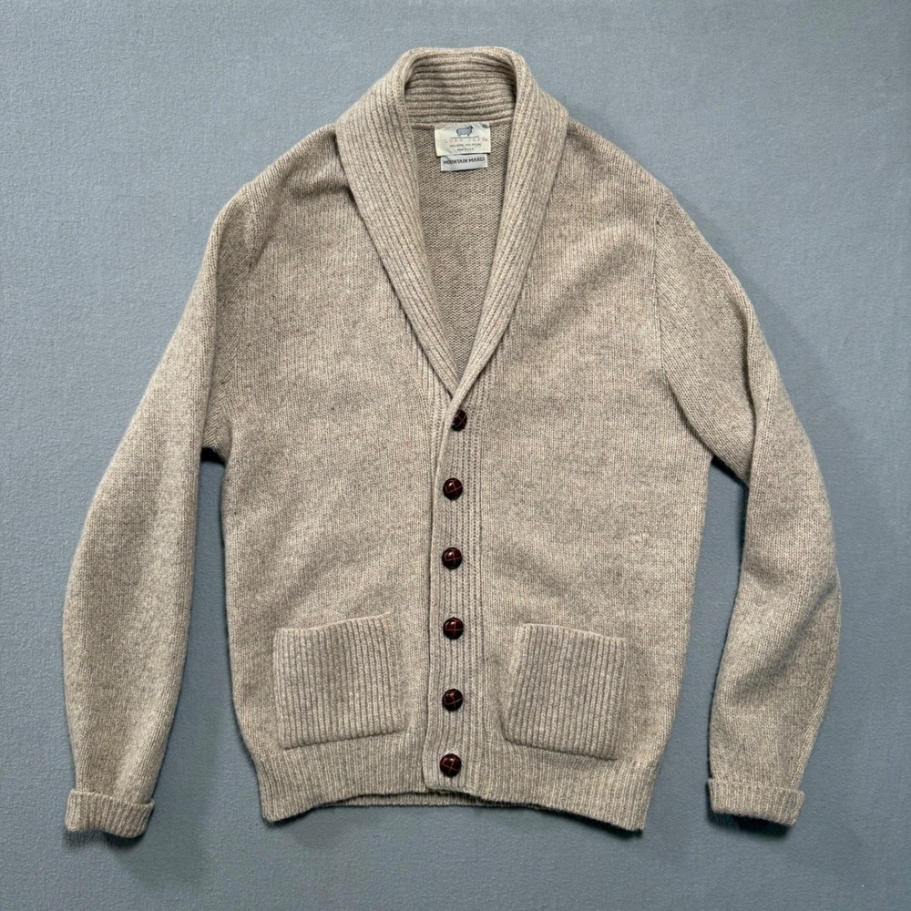 Vintage Wool Lord Jeff‎ Mountain Marls Shall Collar Cardigan Sweater Men Large